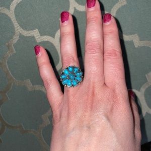 Lulus turquoise flower fashion ring